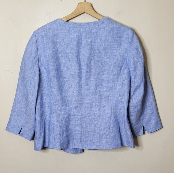 Talbots Petite 100% Linen Blazer Open Front 3/4 Sleeve Fully Lined Size 14P - Picture 6 of 8